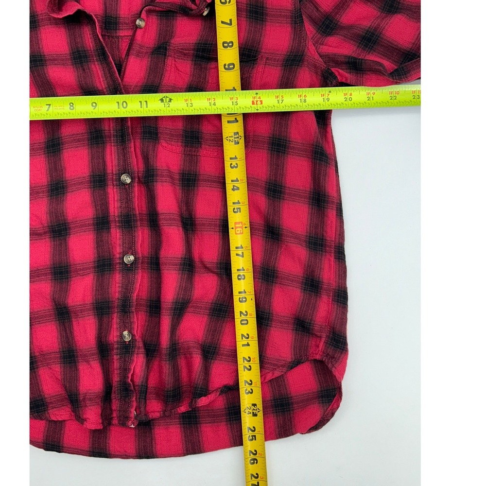 American Eagle Red Black Plaid Flannel Shirt Boyfriend Fit Soft Grunge Size M - Picture 7 of 11